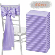 60 Pcs Face Chair Belt Bow Decoration Chair Set Chair Belt For Banquet Party Baby Shower Event Decorations (Multi Color Optional, 7 X 108 Inches) - Champagne Color - View 4