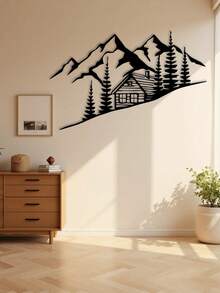 1 pieza Montaña de metal - Decoración de escena, que muestra la belleza de la naturaleza, perfecta para la pared de la sala de estar, la decoración de la cabaña, la esquina del jardín y el espacio de la oficina