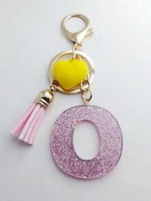 1 buc breloc cu litere engleze din rășină epoxidică Galaxy cu ciucure și decor cu inimă, cadou pentru prieteni și mame, accesorii de Halloween pentru Ziua Profesorilor