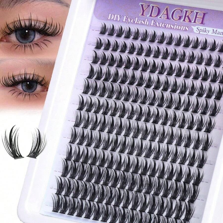 Anime Lash Clusters With Spikes Manga Eyelash Clusters Band Spiky Clusters Eyelash Extensions Natural Cluster Lashes Wispy 10 - 16mm Lash Extension Band Individual Lashes 120Pcs - 動漫03 - 查看 1