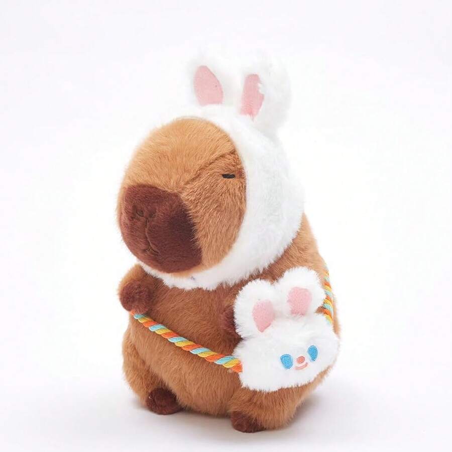 Capybara Plush With 10 Pcs Clothes & Accessories,Stuffed Animals, 10.2 In Cute Capybara Plush Toys,Birthday Gifts&Dress Up Cute Plushies Boys/Girls (Daily)Plush Toy - 兔白 - 查看 1