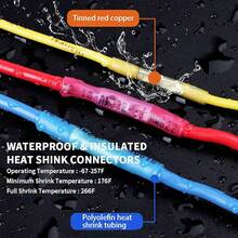 Conectores de extremo termorretráctil, 50 unidades de 14-12 AWG, conectores de alambre de crimpado aislados de grado marino, conectores eléctricos impermeables, empalme a tope para cableado de barco y - 14-12 AWG - Ver 7