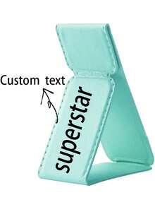 1pc Customized Faux Leather Phone Stand, Foldable Pull-Out Phone Holder, Non-Waterproof, Finger Grip Stand, Suitable For Universal Phones, Desktop Slouchy Stand