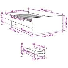 Giroletto Cassetti Rovere Sonoma 90x190 cm Legno Multistrato