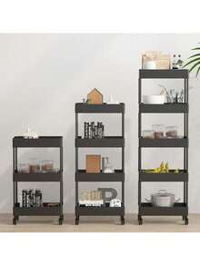 YUQING.FC. Carrito de almacenamiento multiusos para cocina cuatro niveles organizador auxiliar hogar resistente diseño moderno gran capacidad práctico fácil mover almacenamiento vertical cocina decoración - Blanco - Ver 6