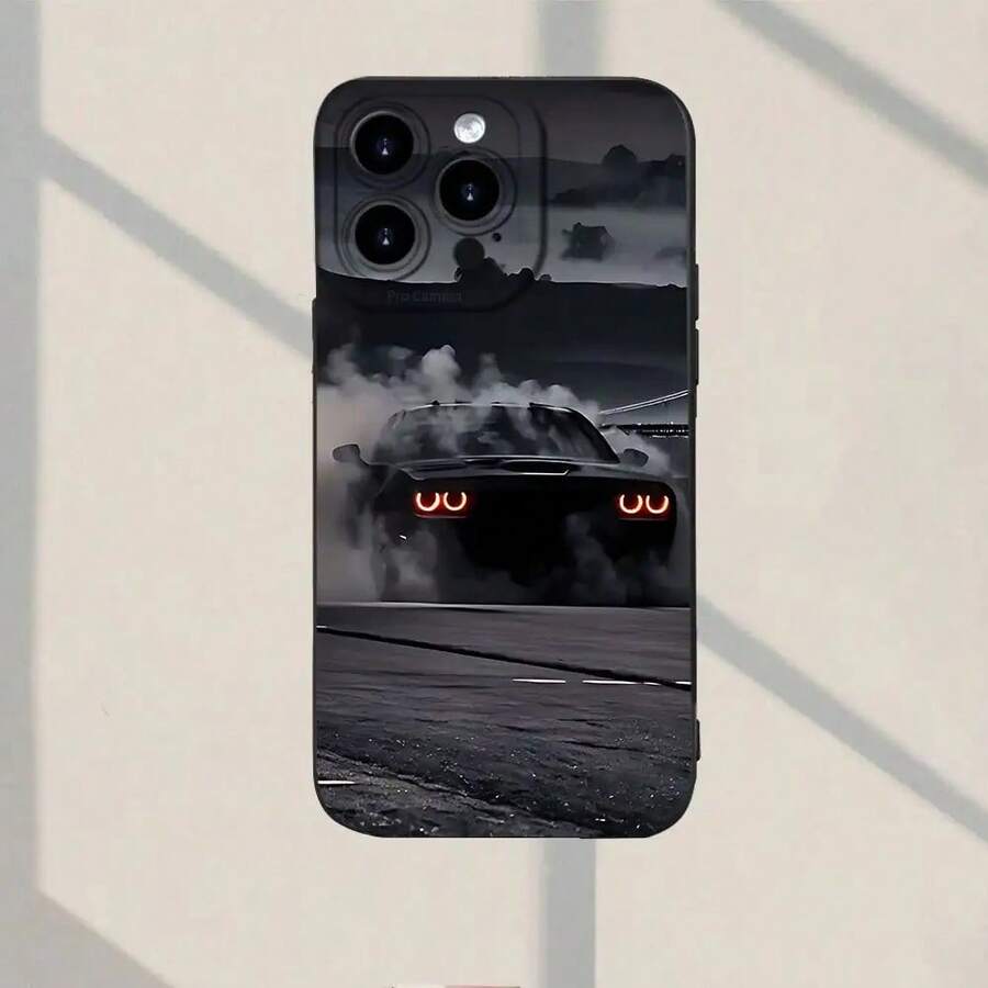 Estuche Protector de Teléfono Antigolpes Creativo y Divertido con Patrón de Coches Deportivos Clásicos, Compatible con iPhone 7/8/11/12/14/15/16/17 Pro/16 Plus/16 Promax/X/Xs Max/Xr/SE/Mini, Ideal para Chicos y Chicas - Negro - Ver 1