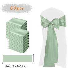 60 Pcs Face Chair Belt Bow Decoration Chair Set Chair Belt For Banquet Party Baby Shower Event Decorations (Multi Color Optional, 7 X 108 Inches) - Champagne Color - View 6