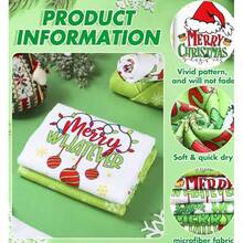 6pcs Green Christmas Kitchen Towel, Merry Christmas, Used For Cooking, Baking, And Cleaning During Winter Holidays. They Are Soft And Comfortable, With Strong Water Absorption, Suitable For Home And Kitchen Decoration In Autumn And Winter, And Can Be Given As Gifts Home Decor Christmas Decorations Room Decor
