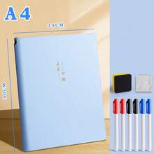 1 Erasable Notebook With 6 Pens + Eraser + Cloth, Removable Writing Board, High-Quality A4 Student/Children Sketchbook, A5 Scratch Paper Notebook, Work Goal Planner Board (Random Color Eraser)