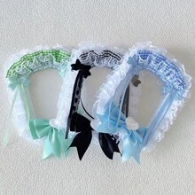 1pc New Lace Photo Card Holder, 7 Colors: Pink, Black, Red, Yellow, Blue, Green, Purple, DIY Finished Product Anime/Cartoon/ACG Character, Kpop Star, Card Display Holder, Handmade Plaid Bow Backpack Pendant, Lolita Card Holder