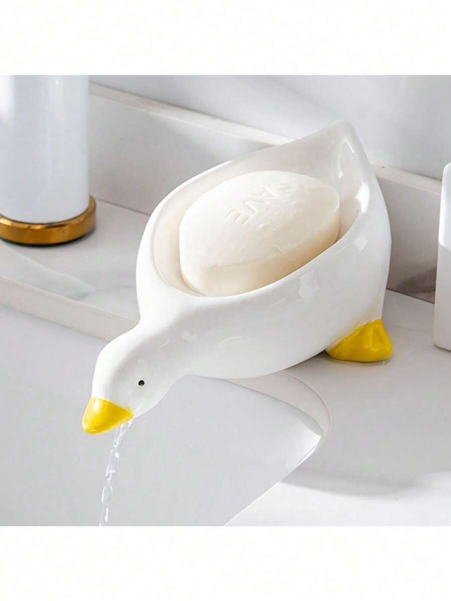 1PC/2PCS/Set Duck Soap Box, Soap Drain Box, Cartoon Soap Box That Can Drain, Bathroom Soap Rack, Soap Container, Minimalism, Essential For Bathrooms And Families. Home Bathroom Decor Fall Decor Back To School - Multicolor - View 1