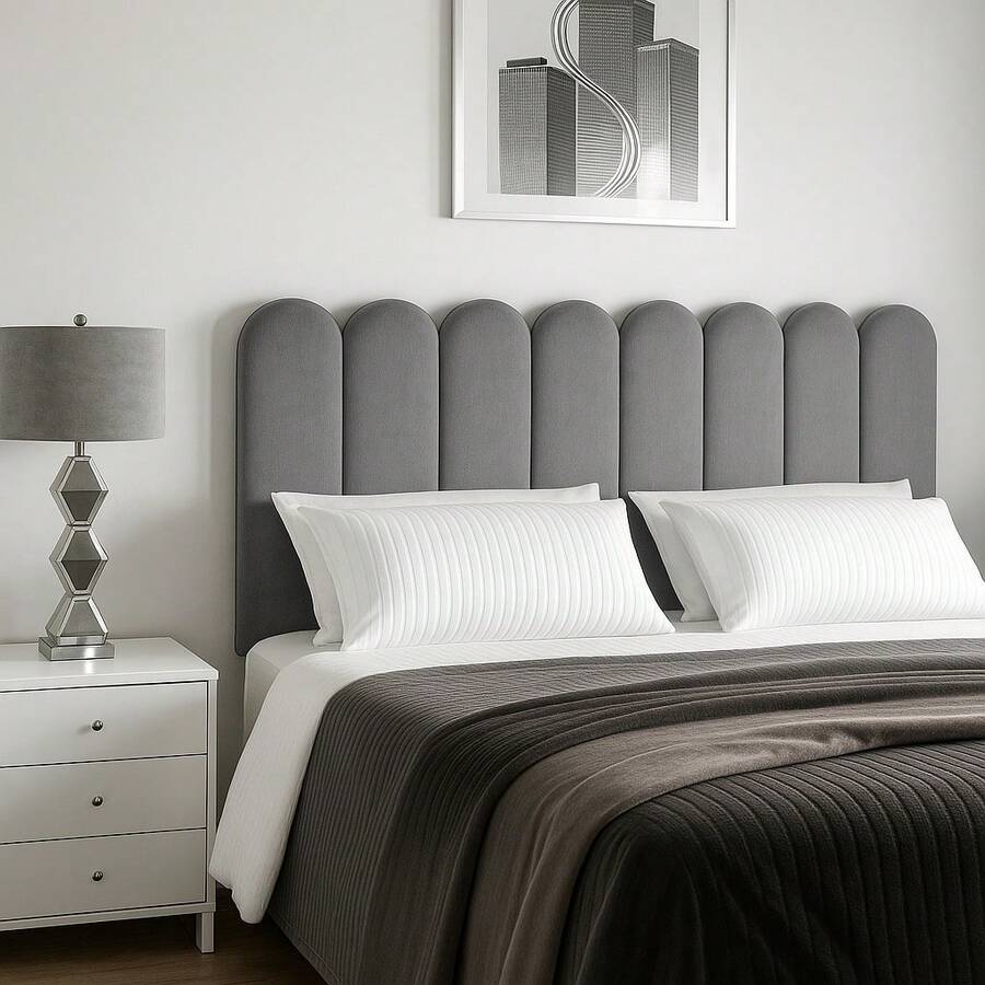 Upholstered Cloud Headboard Kit For Box Spring Bed | Single, Queen, And King – 45x20 Cm - 灰色 - 查看 1