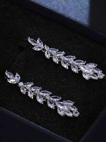 1 par de pendientes de gota con estrella de circonita cúbica de lujo para mujeres, para boda, compromiso, aniversario, fiesta, joyería, regalo del Día de San Valentín - 1# - Ver 7