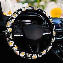 1pc Diving Material Waterproof Flower Leopard Print Footprint Cow Fabric Car No Inner Ring Steering Wheel Cover Suitable For 14.5-15 Inch Steering Wheel Cover General Motors Products - one-size - View 17