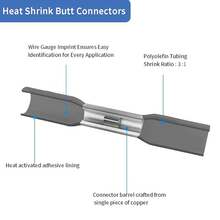 Conectores de extremo termorretráctil, 50 unidades de 14-12 AWG, conectores de alambre de crimpado aislados de grado marino, conectores eléctricos impermeables, empalme a tope para cableado de barco y - 14-12 AWG - Ver 8
