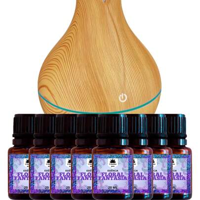 Kit 1 Umidificador Difusor Vaso + 8 Essências de 20ml Hidrossolúvel | +28 Aromas | Formato Vaso, Enviamos Cores Sortidas !!!