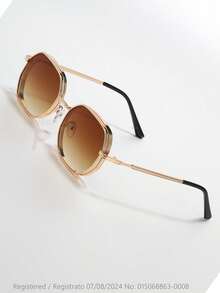 015068863-0009-SX2358 2pcs Men/Women's Summer Metal Geometric Fashion Glasses, Fashion Street Style Eyewear, Black/Gold/Silver/Brown, Suitable For All Seasons, Thick Frame With Ventilation Holes, Comes With Paper Box - 1*khung vàng/xám toàn phần + 1*khung vàng/màu trà chuyển sắc (không bao gồm hộp) - Xem 8