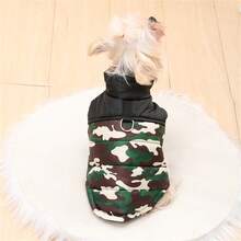 1 件宠物迷彩棉质牵引带，冬季保暖加厚滑雪夹克，适合小型/中型犬和猫 - 綠色 - 查看 16