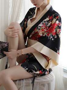 1 pieza Disfraz de estilo kimono japonés tradicional para mujer, adecuado para vacaciones, celebraciones, fiestas de parejas, cosplay