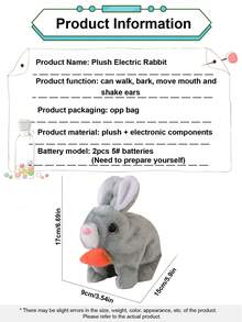 1pc Electric Plush Realistic Rabbit Toy, Cute Animal Model, Can Walk, Bark, Movable Ears, Adorable Pet Doll, Roleplay Holiday Gift