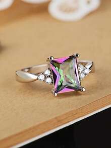 1 Stück eleganter S925 Sterling Silber-Ring mit Kubikzirkonia, Hochzeitsschmuck für Frauen, feiner Schmuck