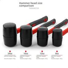 4 - Size Set Elastic Rubber Mallets With Soft Gel Round Tips | Dual - Color Fiber Handles For Comfortable Grip | Ideal For DIY Enthusiasts, Craftsmen & Home Repairs | Perfect For Carpentry, Tile Work, And More