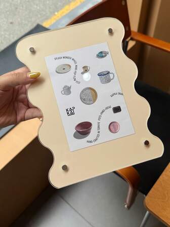 6-Inch Acrylic Curved Floral Photo Frame, Minimalist Ins Style Christmas Decor, Vertical Or Horizontal Display, Creative Tabletop Accessory