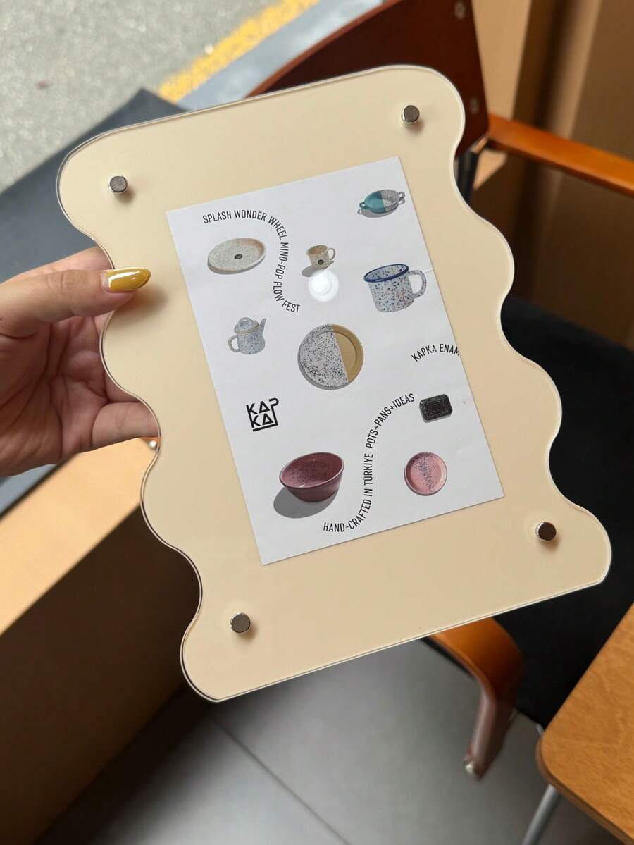 6 Zoll Acryl gebogener Blumen Fotorahmen, minimalistischer Ins-Stil Weihnachtsdekoration, vertikale oder horizontale Anzeige, kreatives Tischdekoelement - Wellengröße - Übersicht 1