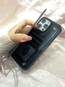 Wallet Case RFID Blocking Wallet Cases For IPhone 17 16 15 14 13 12 11 Pro Max  Plus 17 Air Solid Color Double Button Side Sticker With Card Slot Kickstand Magnetic Flip PU Artificial Leather Business Shockproof Protective Cover For Galaxy S22 S23 S24 S25 Plus Ultra Phone Case - màu đen - Xem 4