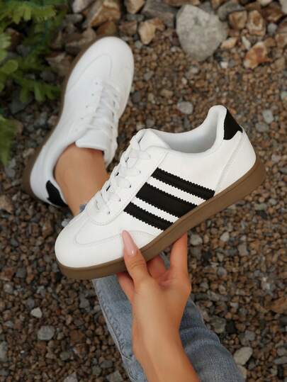 1 par de zapatillas de mujer nuevas con estampado de rayas y leopardo, de punta redonda plana, versátiles, cómodas, sexys, casuales, para exteriores y senderismo, también adecuadas para patinaje, estudiantes y la mayoría de las personas, tallas 35-43 (corren pequeñas medio número)