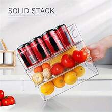 1pc Stackable Refrigerator Storage Box, Kitchen Space Saving Clear Organizer Box With Handle, Suitable For Cabinets, Shelves, Drawers, Countertops And Refrigerators, For Snacks, Fruits, Vegetables And Groceries, Household Items