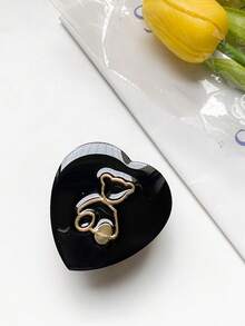 1 Piece Of Heart-Shaped Little Bear Mobile Phone Sliding Stand, Solid-Color Heart-Shaped Laser-Plated Hollowed-Out Little Bear Back Sticker Retractable Mobile Phone Support Stand Compatible With IPhone, Android Phone, Gift For Birthday, Family, Friends Push-Pull Phone Grip Phone Holder Phone Accessories