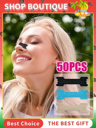 50/30片装强效鼻贴，缓解打鼾，促进呼吸，改善睡眠 | 鼻扩张器，男女通用，日夜均可使用 | 止鼾