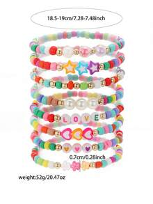 8pcs Cute Flower Heart Star Letter Colorful Beads Love Bracelet Girl Jewelry Gifts