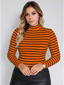 Kit 3 Blusas Feminina Ribana Canelada Cacharrel Gola Alta Manga Longa De Frio Inverno