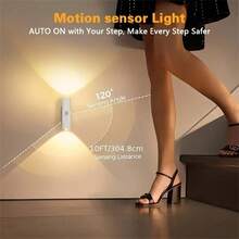Intelligent Motion Sensor Light, Dual-Head Cat Eye Sensor Lamp, Auto Lighting, Rechargeable 3-Color/Rechargeable RGB Options, USB Powered, Night Light, Suitable For Bedroom, Bathroom, Elderly Room, Children's Room