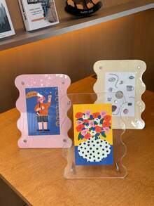 6 Zoll Acryl gebogener Blumen Fotorahmen, minimalistischer Ins-Stil Weihnachtsdekoration, vertikale oder horizontale Anzeige, kreatives Tischdekoelement - Wellengröße - Übersicht 7