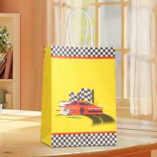 6/12/18/24pcs Racing Theme Paper Gift Bags, Racing Car, Trophy, Traffic Light Pattern Gift Bags, Red, Blue Styles Available, Suitable For Racing Event Gifts, Birthday Party, Friends Gathering, Summer Party, Party Decoration
