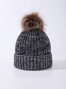 儿童针织无檐小便帽，秋冬保暖男女款幼儿单绒球帽 - 1PC - 查看 17