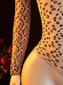 Sexy Lingerie With Leopard Print Transparent Elastic Knitted Fabric, Full Body Tight Fitting, Strapless Leg Tight Socks, Erotic Clothing, Suitable For Women And Adults - Leopard - View 8