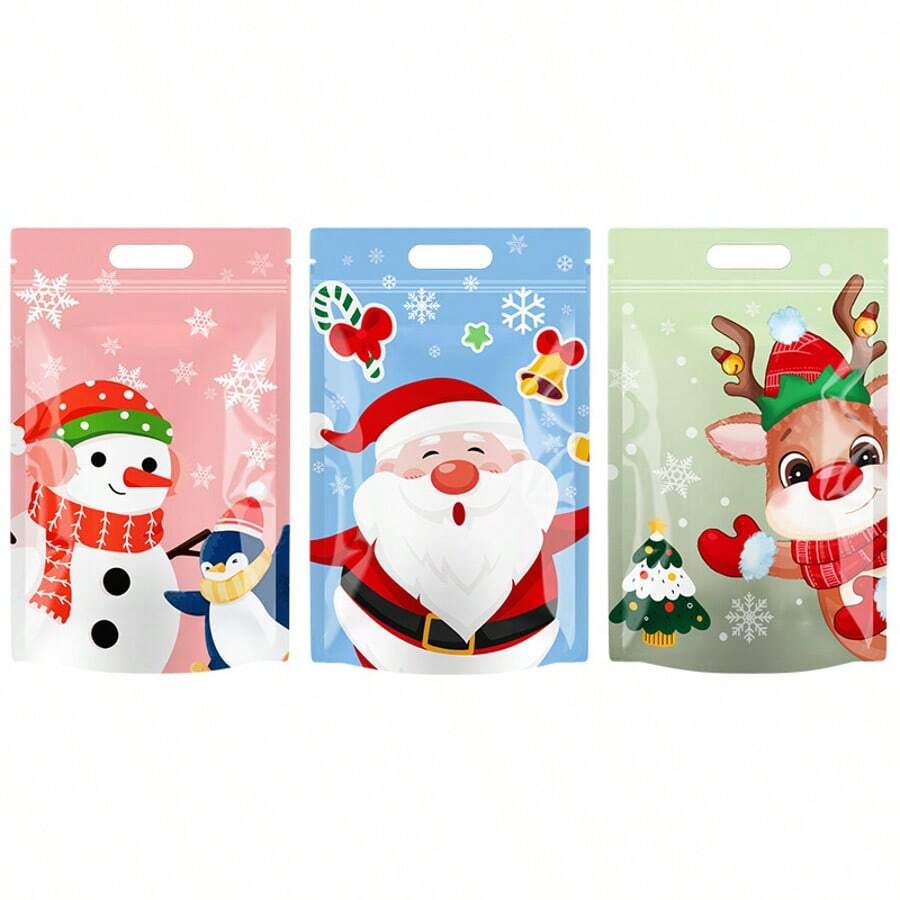 6 Stück Weihnachtsthemen Tasche, Cartoon süßer Schneemann, Weihnachtsmann, Rentier Stil Design, Snacks, Kekse, Geschenkverpackung, geeignet für Weihnachtsabend, Apfeltasche, Weihnachtsgeschenk, selbstversiegelnde Tasche (Stil Mix und Match), Weihnachten, Weihnachtsdekoration, Weihnachtspyjamas, Weihnachtsgeschenke, Weihnachtsdekoration