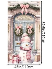 1 pezzo Decorazione natalizia in poliestere per porta d'ingresso, con acquerello di Babbo Natale, pupazzo di neve e corona, decorazione natalizia per casa e portico