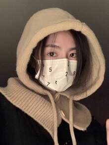 1件秋冬韩版女士保暖帽，围巾式护耳针织帽，情侣/朋友/亲戚礼物，圣诞礼物，新年礼物 - 彩色 - 查看 3