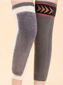 1pc Long Fleece Knee Pads, Warm Thermal Knee Protector With Thick Lining, Autumn/Winter - Multicolor - View 2