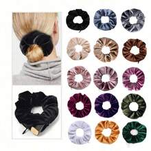 1pc Velvet Scrunchie With Hidden Zipper Pocket, Elegant Fabric Scrunchie With Concealed Zipper Pocket, Elastic Hair Band With Secret Compartment To Store Cash, Keys, Lipstick And Other Items, Simple Style Travel Storage Pouch, Large Capacity Cosmetic Organizer Box For Lipstick, Makeup Brushes, Skincare, Phone, Coins, Small Items - Multicolor - View 6