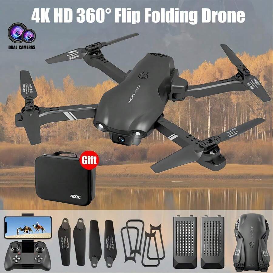 4DRC RC Drone WIFI FPV 4K 1080P HD Wide Angle Dual Camera Quadcopter Portable With Bag ,2/3/4 Batteries Drone For Beginner Adults,Headless Mode,Gesture Photo,Long Distance Drone,Rc Quadcopter,Drone,Drone With Camera,Camera Drone.Gifts.