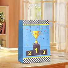 6/12/18/24pcs Racing Theme Paper Gift Bags, Racing Car, Trophy, Traffic Light Pattern Gift Bags, Red, Blue Styles Available, Suitable For Racing Event Gifts, Birthday Party, Friends Gathering, Summer Party, Party Decoration