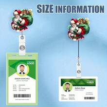 2 pièces/set Porte-badge rétractable de Noël avec cordon, porte-carte d'identité avec étiquette de nom de fête, convient pour les infirmières, les employés de bureau, les enseignants et les étudiants