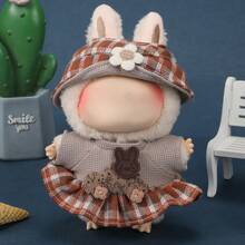 Conjunto de ropa para muñeca de 17 cm, compatible con Labubu, conjunto de ropa adecuado para muñecas de 6.7-pulgadas, accesorios de sombrero y ropa de moda y únicos, adecuado para muñecas de primera/segunda/tercera generación para jugar y exhibir, solo conjunto de ropa (excluye muñecas y zapatos)