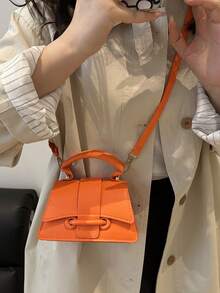 High-Quality Lipstick Pouch, Mini Square Bag, New Solid Color Versatile Handbag, Women Bag - Orange - View 6